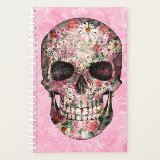 Mooie roze Floral schedel Planner (Voorkant)