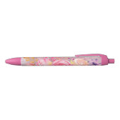 Mooie roze Floral Zwarte Inkt Pen (Bovenkant)