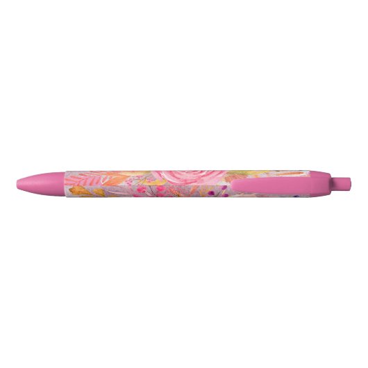 Mooie roze Floral Zwarte Inkt Pen (Achterkant)