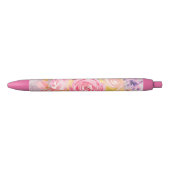 Mooie roze Floral Zwarte Inkt Pen (Voorkant)