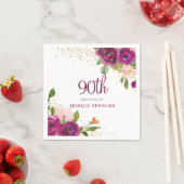 Mooie roze Florale vrouwen 90e verjaardag Servet (Insitu)