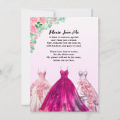 Mooie Roze Formele Quinceañera Dama Uitnodiging (Achterkant)