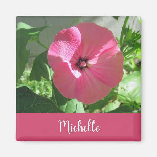 Mooie roze foto naam magneet (Voorkant)