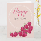 Mooie Roze Frambozen Aquarel Illustratie Kaart (Gele Bloem)