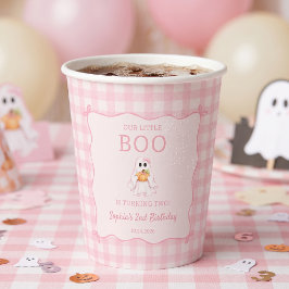 Mooie Roze Geest Halloween Verjaardag Papieren Bek Bekers