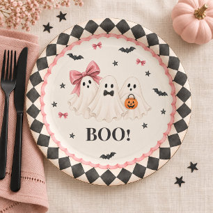 Mooie Roze Geesten Halloween Feest Papieren Bord