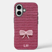 Mooie Roze Gehaakte Boog Garens Aangepaste Naam Case-Mate iPhone Case (Achterkant)