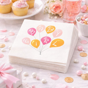 Mooie Roze Gele Ballonnen Baby Meisje Baby Borrel Servet
