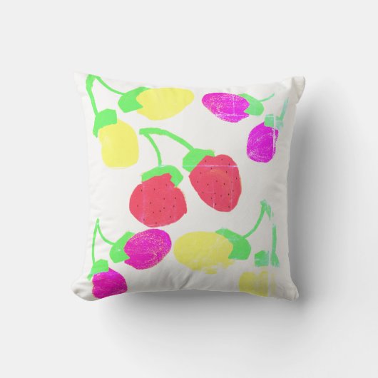 Mooie Roze Gele Bessen Worp Kussen Cushion (Voorkant)