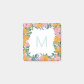 Mooie Roze Gele Bloemrijke Frame Monogram Post-it® Notes (Voorkant)