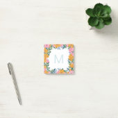 Mooie Roze Gele Bloemrijke Frame Monogram Post-it® Notes (Kantoor)