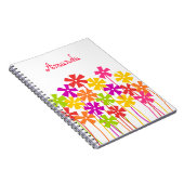 Mooie roze gele oranje simpele bloemen naam  notitieboek (Rechterzijde)