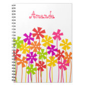 Mooie roze gele oranje simpele bloemen naam  notitieboek (Voorkant)