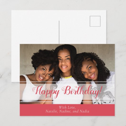 Mooie Roze Gelukkig Verjaardag Foto Ansichtkaart Briefkaart (Voorkant / Achterkant)