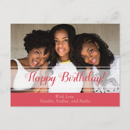 Mooie Roze Gelukkig Verjaardag Foto Ansichtkaart Briefkaart (Voorkant)