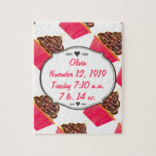 Mooie Roze Gepersonaliseerde Cupcake Sprinkels Legpuzzel