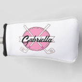 Mooie Roze Gepersonaliseerde Golfclubs Monogram Golfheadcover (Voorkant)