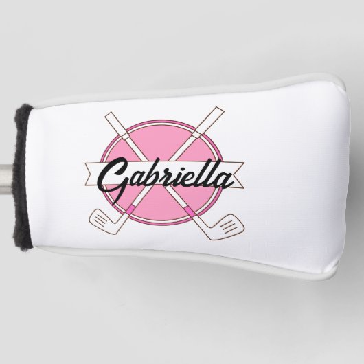 Mooie Roze Gepersonaliseerde Golfclubs Monogram Golfheadcover (Voorkant)