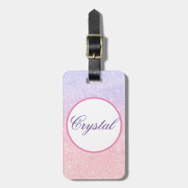 Mooie Roze Gepersonaliseerde Naam Glitter Reis Bagagelabel