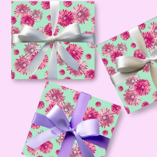 Mooie Roze Gerbera Daisy Bloemen Cadeaupapier