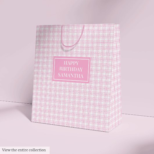 Mooie Roze Geruite Cadeautas met Naam