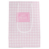 Mooie Roze Geruite Cadeautas met Naam (Achterkant)