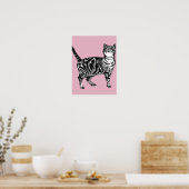 Mooie Roze Gestreepte Tabby Kat Katten Poster Kuns (Keuken)