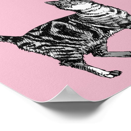 Mooie Roze Gestreepte Tabby Kat Katten Poster Kuns (Hoek)