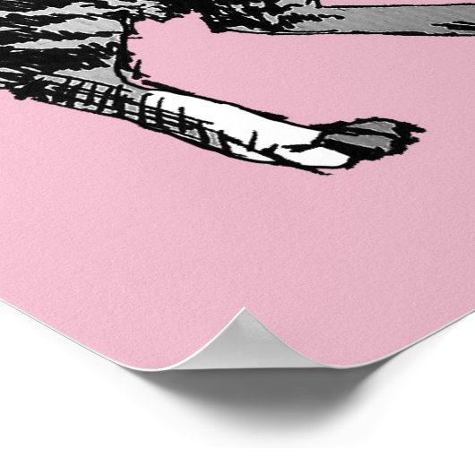 Mooie roze gestreepte tabbykat katten poster kunst (Hoek)