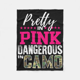 Mooie Roze, Gevaarlijk In Camo Jachtmeisje  Fleece Deken