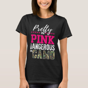 Mooie Roze, Gevaarlijk in Camo Jachtmeisje T-shirt