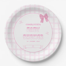 Mooie Roze Gingham Baby Shower met Strik