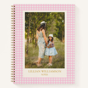 Mooie Roze Gingham Foto Persoonlijke Notities Jour Notitieboek
