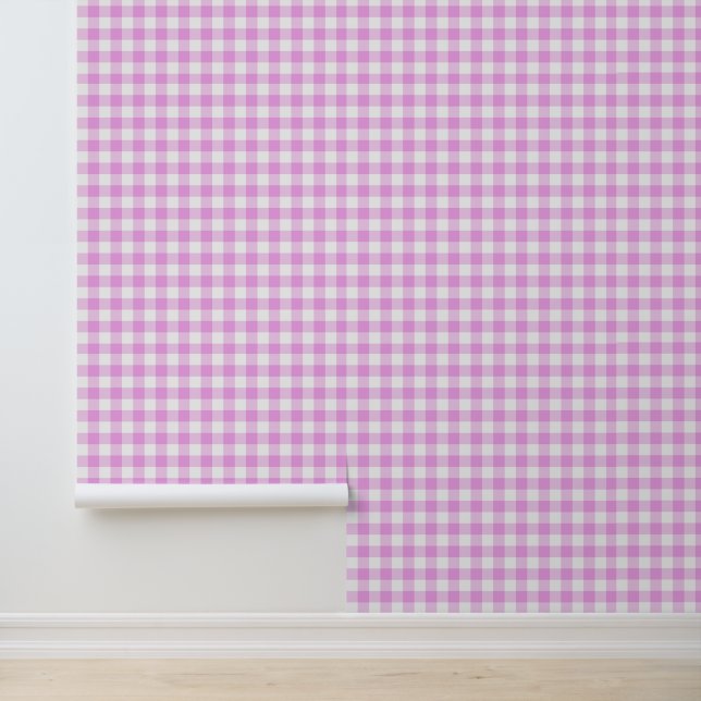 Mooie Roze Gingham Patroon Afpelbare Behang (Applicatie)