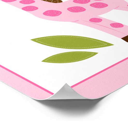 MOOIE ROZE GIRAFFE MUURKUNST PRINT (Hoek)