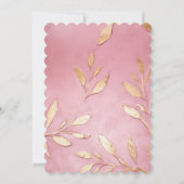 Mooie Roze Glam Gold Bladeren Baby shower Kaart (Achterkant)