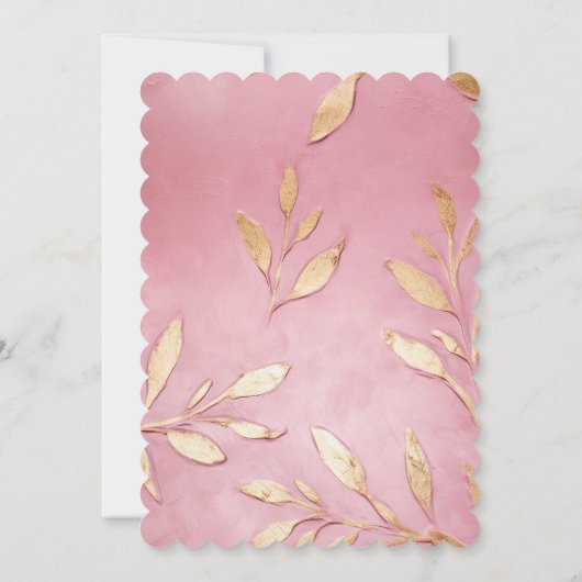 Mooie Roze Glam Gold Bladeren Baby shower Kaart