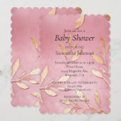 Mooie Roze Glam Gold Bladeren Baby shower Kaart