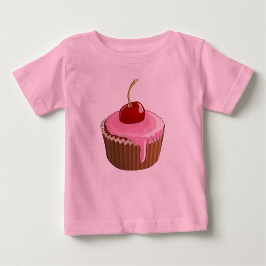 Mooie Roze Glazuur Cupcake met Kers (Voorkant)