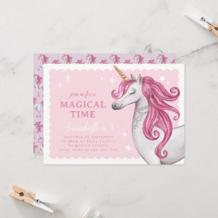 Mooie Roze Glitter Eenhoorn Verjaardag Uitnodigen Kaart