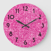 Mooie Roze Glitter Foto Grote Klok (Voorkant)