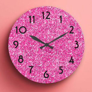 Mooie Roze Glitter Foto Grote Klok