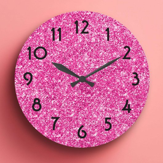 Mooie Roze Glitter Foto Grote Klok