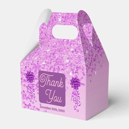 Mooie roze glitter & lint 60e verjaardag bedankdoosjes (Achterkant)