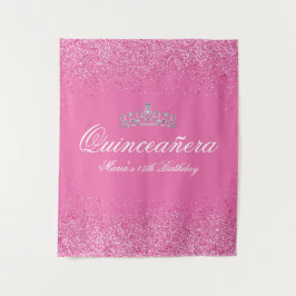 Mooie Roze Glitter Quinceanera Wandkleed