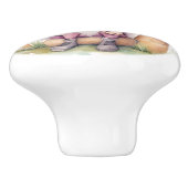 Mooie roze gnoom en paddestoelen keramische knop (Zijkant)