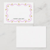 Mooie roze golf rand en gouden hart notitiekaartje (Voorkant / Achterkant)