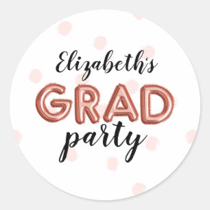 Mooie Roze Gouden Ballonletters Grad Feest Ronde Sticker