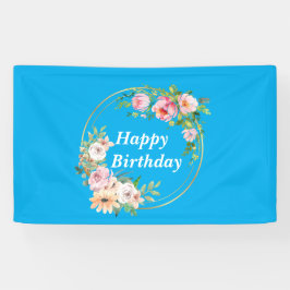 Mooie Roze & Gouden Bloem Krans Banner