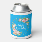 Mooie Roze & Gouden Bloem Krans Koeler (Blikje Voorkant)